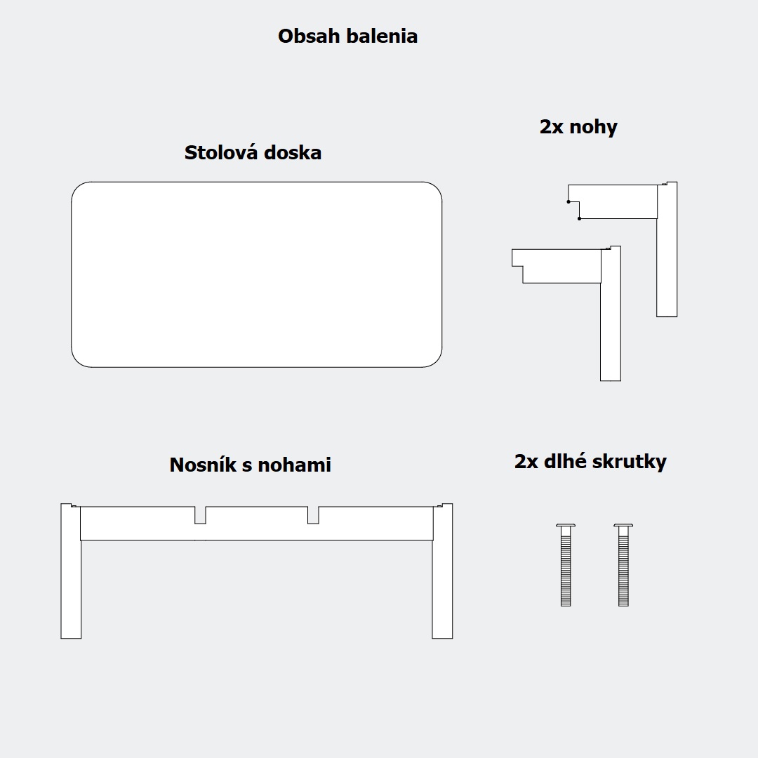 Montáž Konferenčný stolík Kob - obsah balenia