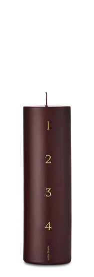 Adventná valcová sviečka Deep Wine, 20 cm – tmavočervená