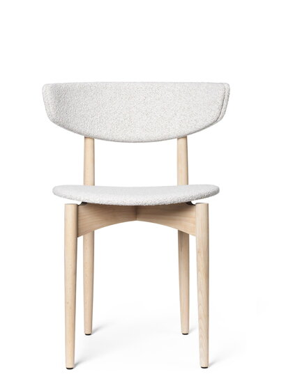 Jedálenská stolička Herman Soft Bouclé – biely buk/sivobiela