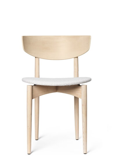 Jedálenská stolička Herman Soft Bouclé – biely buk/sivobiela