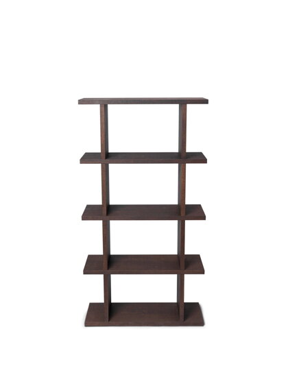 Knižnica Kona Bookcase 1x4, Dark Stained Oak – hnedá/dub